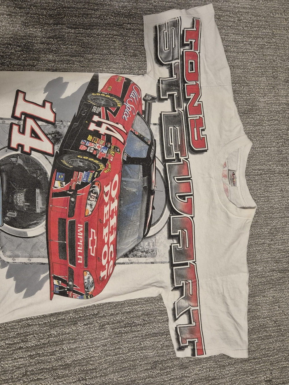 Vintage Tony Stewart #14 NASCAR Double Sided Graphic Tee Shirt Medium